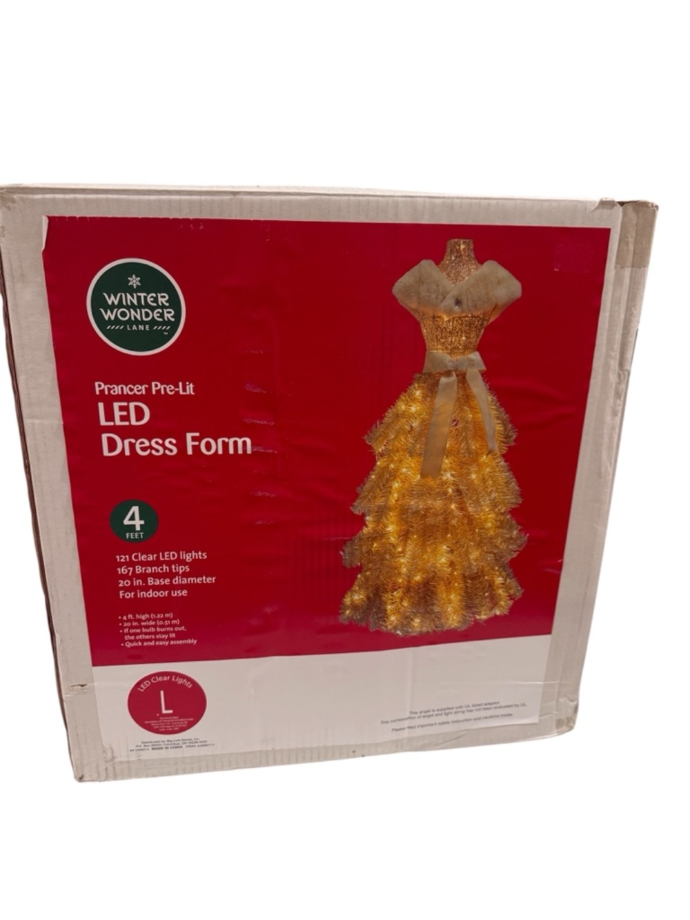 NEW Winter Wonder Lane Prancer Pre Lit Led Gold Dress Form ~ 4 Ft.